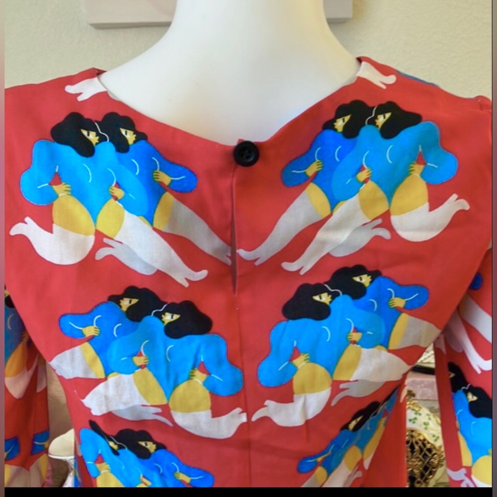 Nooworks Mini Dress Double Ladies Graphics Long Sleeves in Blue & Red size XS - Picture 6 of 10